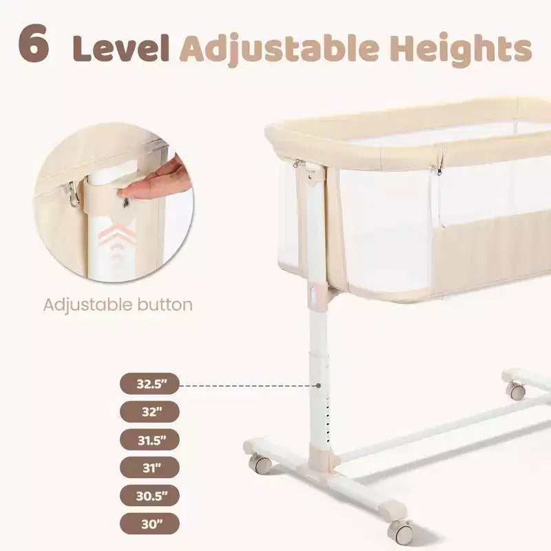 Berceau pour bébé avec roulettes 鈥?Beige / Gris / Rose, Cododo, pour 1 bébé
