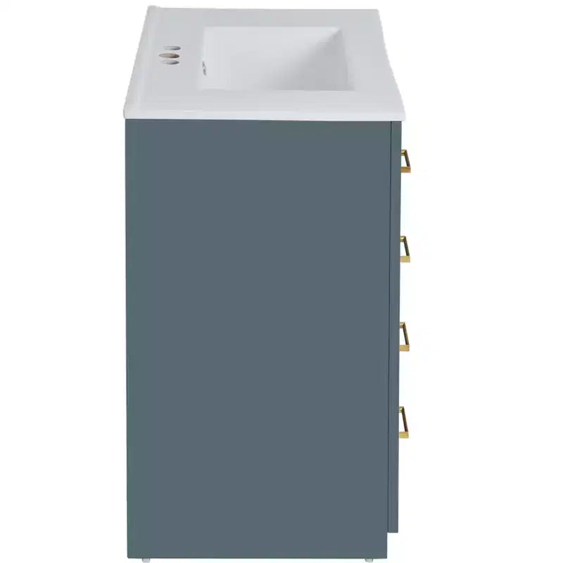 Meuble-lavabo de salle de bain 30 pouces à vasque simple avec armoire et 3 tiroirs – Noir / Bleu / Vert / Indigo / Blanc
