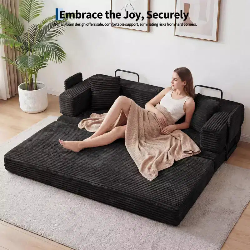 80,7 Canapé-lit convertible 5-en-1 – Corduroy, 544 kg, Aucun assemblage requis