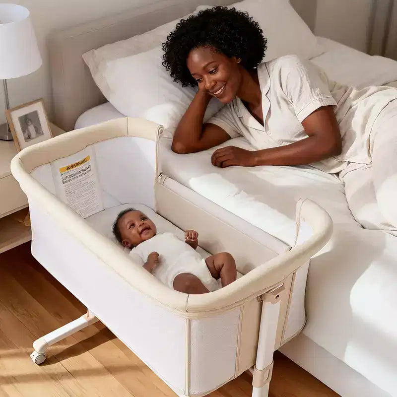 Berceau pour bébé avec roulettes 鈥?Beige / Gris / Rose, Cododo, pour 1 bébé