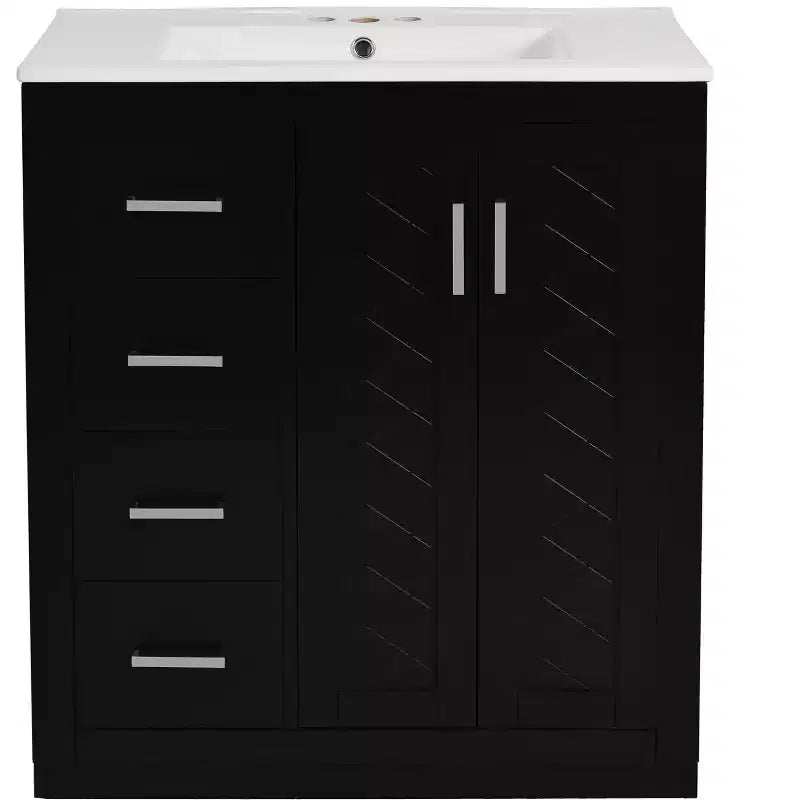 Meuble-lavabo de salle de bain 30 pouces à vasque simple avec armoire et 3 tiroirs – Noir / Bleu / Vert / Indigo / Blanc