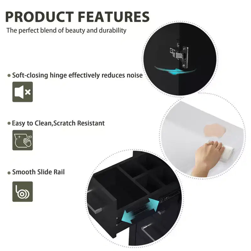 Meuble-lavabo de salle de bain 30 pouces à vasque simple avec armoire et 3 tiroirs – Noir / Bleu / Vert / Indigo / Blanc