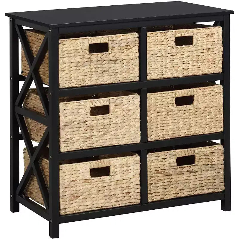 eHemco 3 tiroirs de rangement avec 6 paniers en jacinthe d'eau naturelle