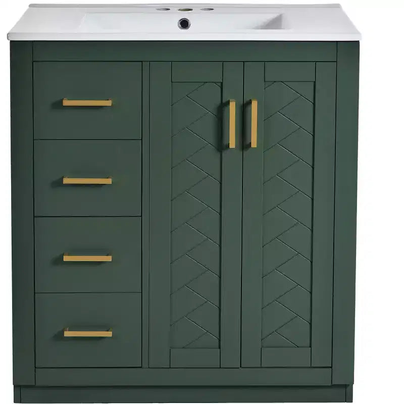 Meuble-lavabo de salle de bain 30 pouces à vasque simple avec armoire et 3 tiroirs – Noir / Bleu / Vert / Indigo / Blanc
