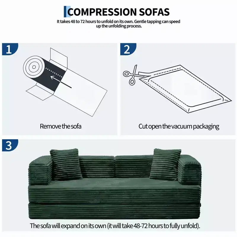 80,7 Canapé-lit convertible 5-en-1 – Corduroy, 544 kg, Aucun assemblage requis