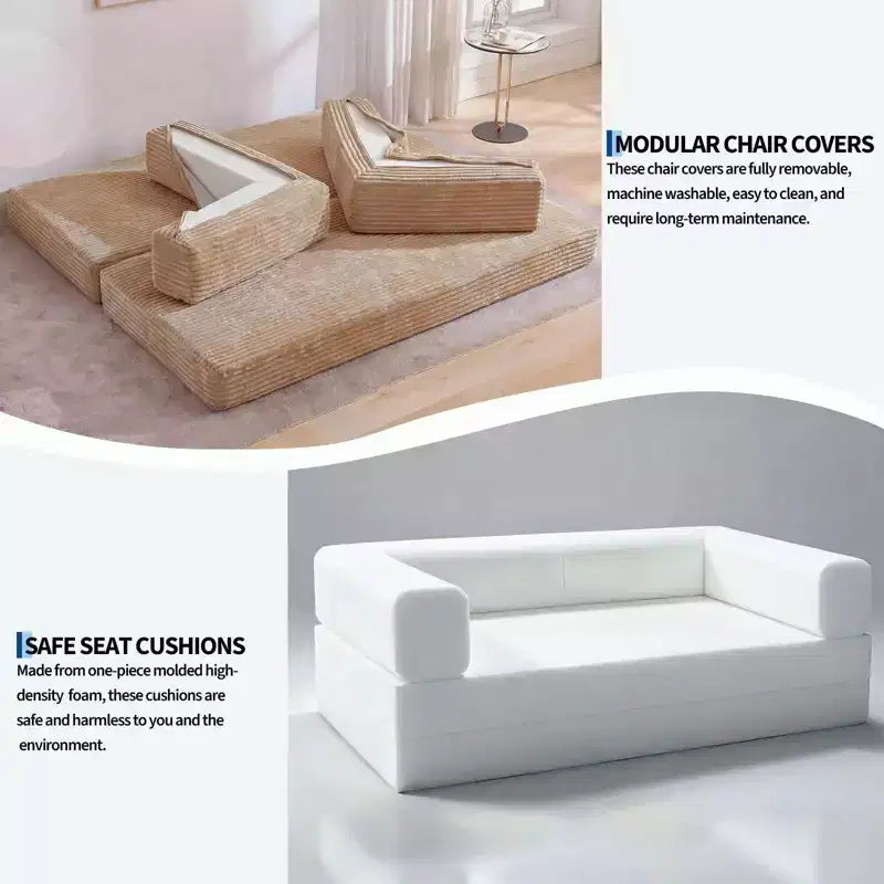 80,7 Canapé-lit convertible 5-en-1 – Corduroy, 544 kg, Aucun assemblage requis