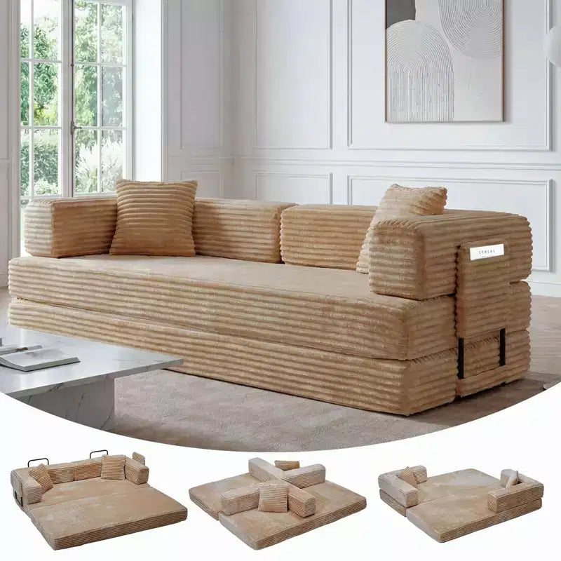 80,7 Canapé-lit convertible 5-en-1 – Corduroy, 544 kg, Aucun assemblage requis