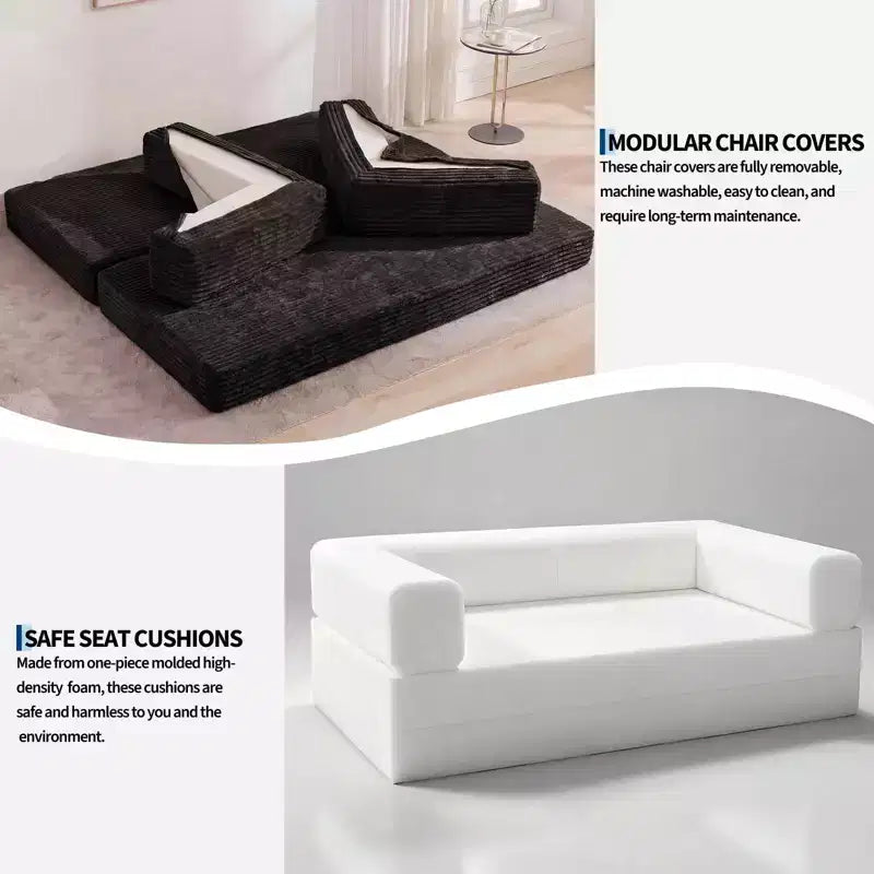 80,7 Canapé-lit convertible 5-en-1 – Corduroy, 544 kg, Aucun assemblage requis