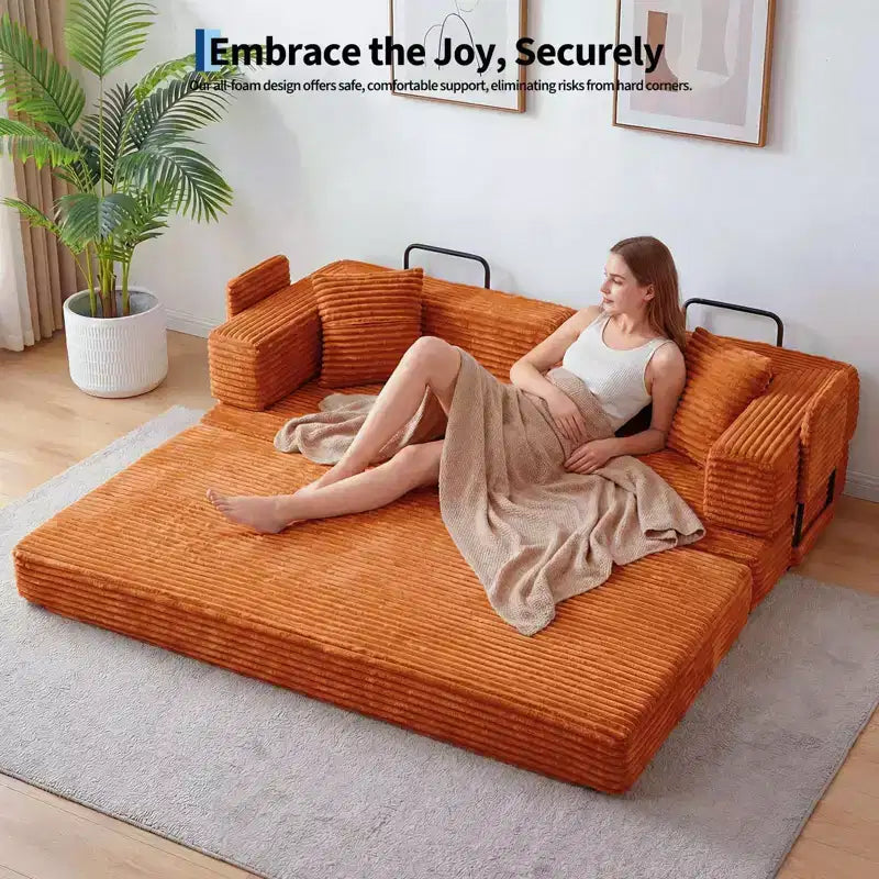 80,7 Canapé-lit convertible 5-en-1 – Corduroy, 544 kg, Aucun assemblage requis