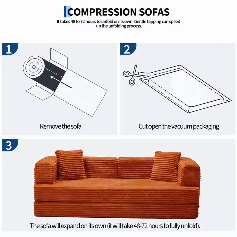 80,7 Canapé-lit convertible 5-en-1 – Corduroy, 544 kg, Aucun assemblage requis