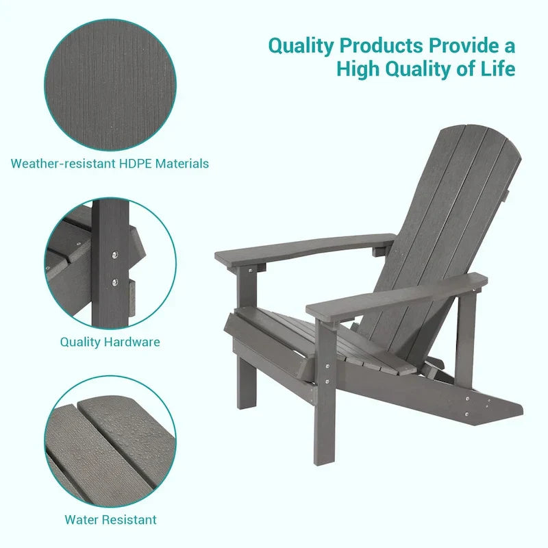 Chaises Adirondack d'extérieur en bois résistantes aux intempéries Bonosuki - Lot de 4