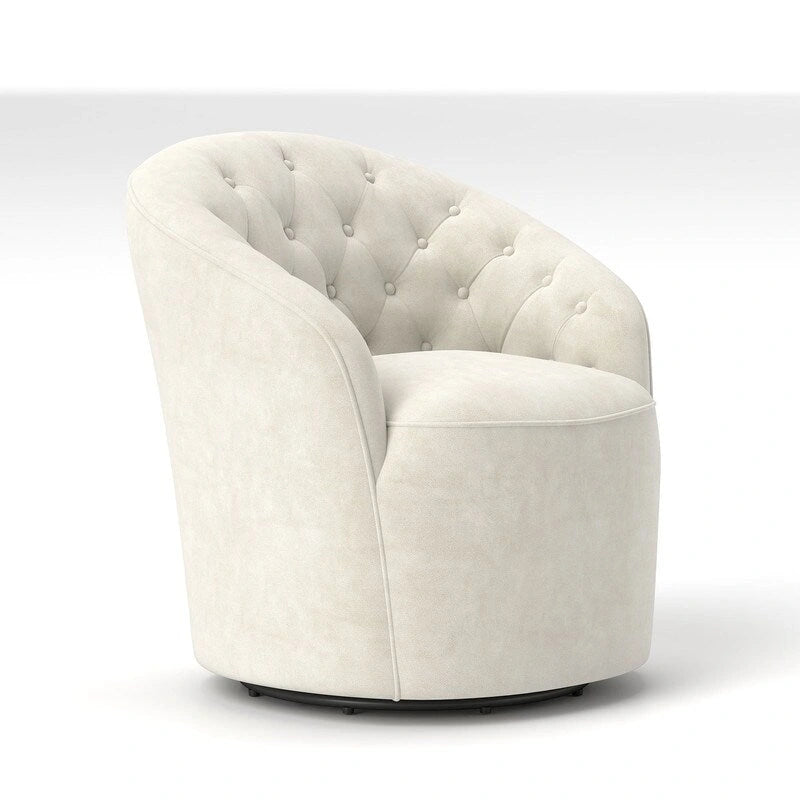 Fauteuil baril pivotant à 360 degrés SEYNAR moderne en velours avec dossier capitonné, lot de 2